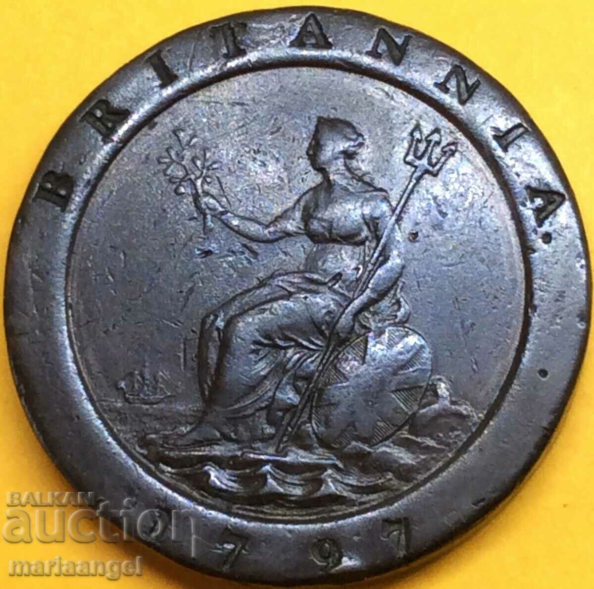 Great Britain 2 pence 1797 56.7g "Cartwheel" - large!!!
