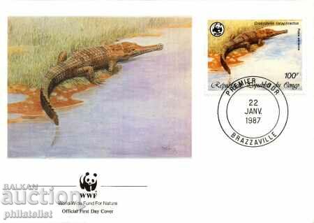 Congo 1987 - 4 pieces FDC Complete series - WWF with price 3.00 BGN | € 1.53 Congo 1987 - 4 pieces FDC Complete series - WWF with price 3.00 BGN | € 1.53