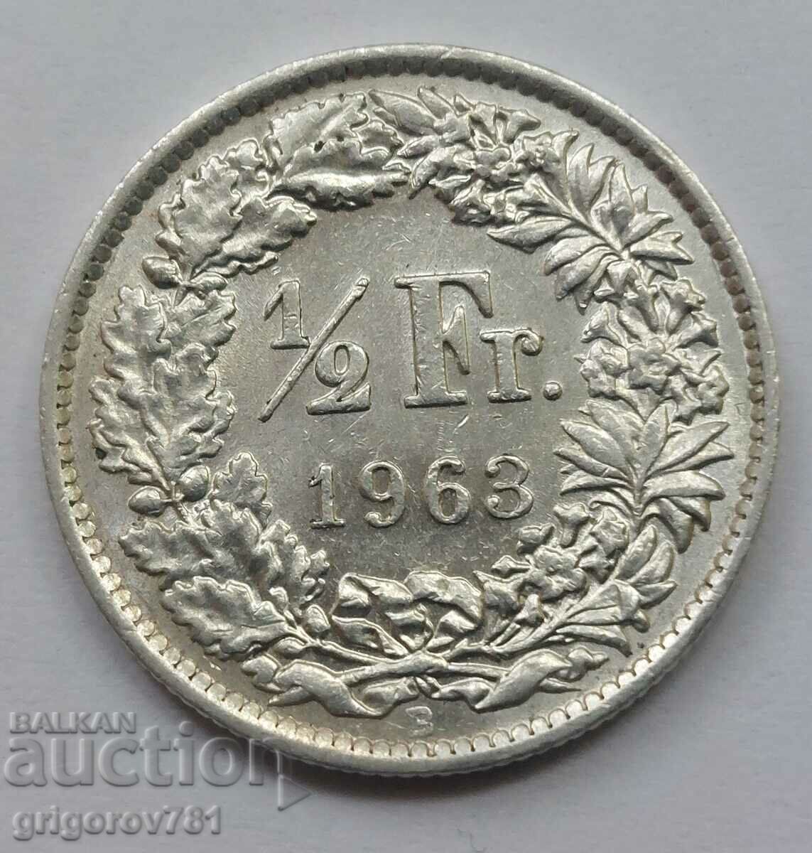 Ασημένιο φράγκο 1/2 Ελβετία 1963 Β - Ασημένιο νόμισμα #123