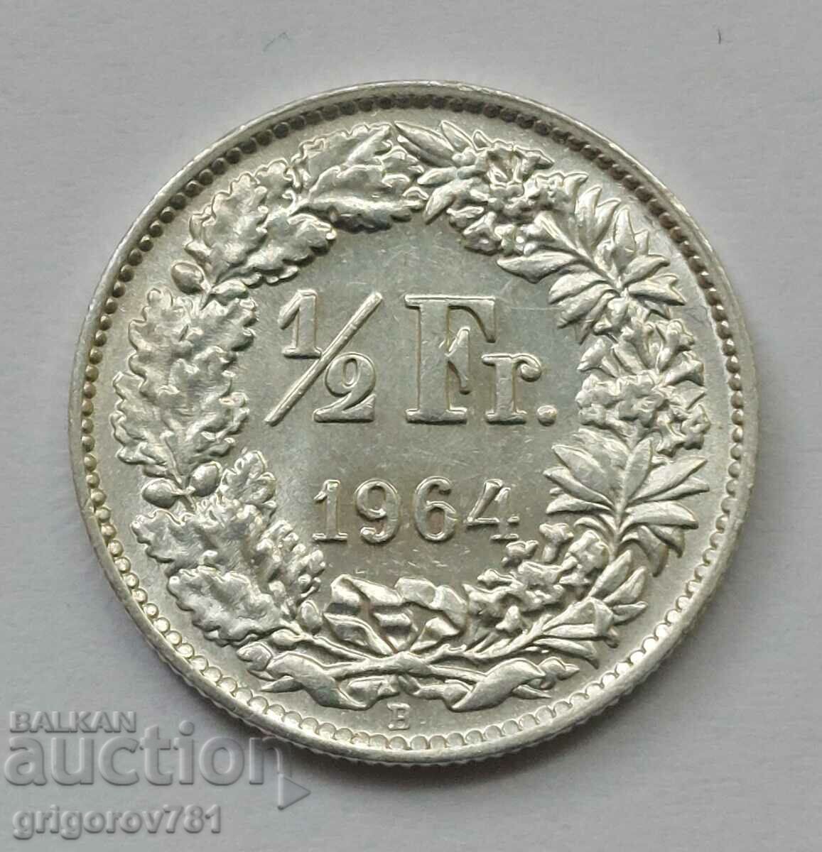 1/2 Φράγκο Ασήμι Ελβετία 1964 Β - Ασημένιο νόμισμα #125