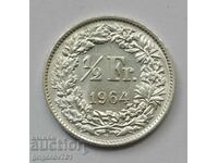1/2 Franc Silver Switzerland 1964 B - Silver Coin #125