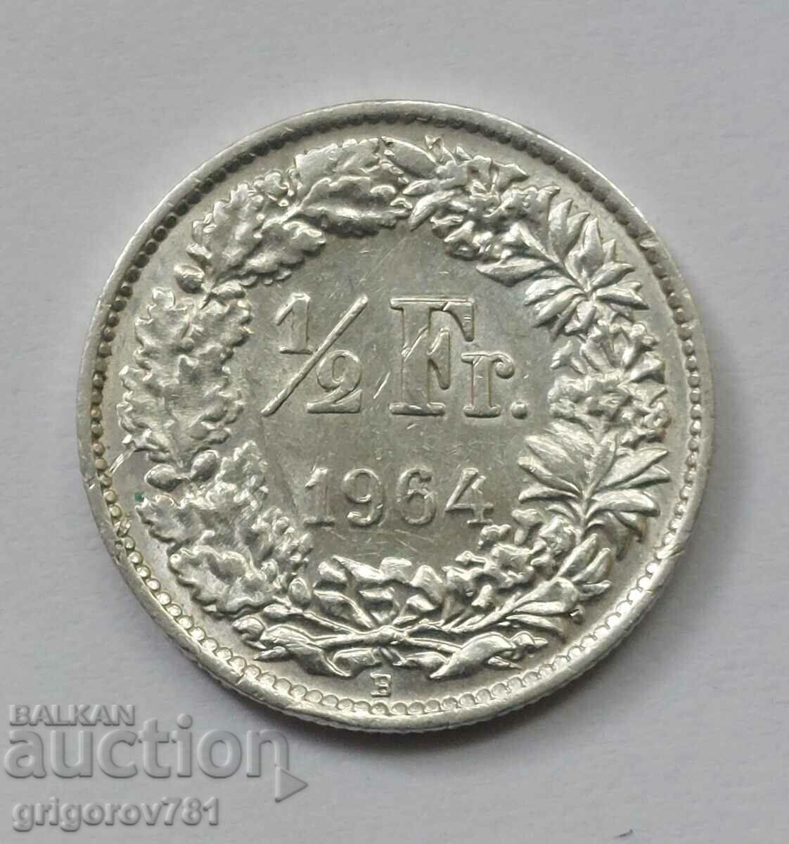 Ασημένιο φράγκο 1/2 Ελβετία 1964 Β - Ασημένιο νόμισμα #126