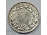 1/2 Franc Silver Switzerland 1959 B - Silver Coin #127