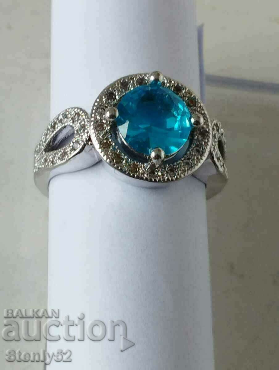 Silver-plated ring with natural stone