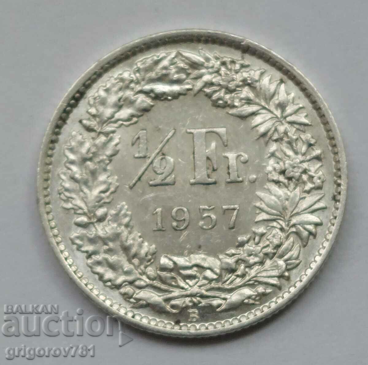 1/2 Φράγκο Ασήμι Ελβετία 1957 Β - Ασημένιο νόμισμα #128