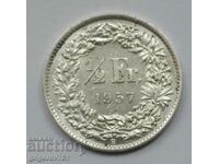 1/2 Franc Silver Switzerland 1957 B - Silver Coin #128
