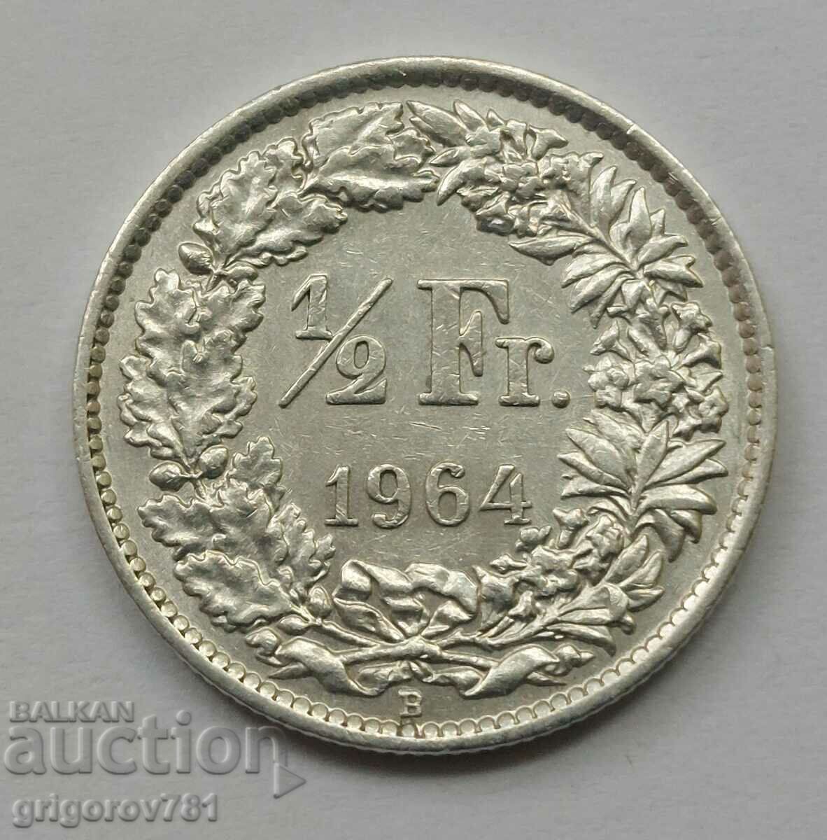 1/2 Φράγκο Ασήμι Ελβετία 1964 Β - Ασημένιο νόμισμα #129