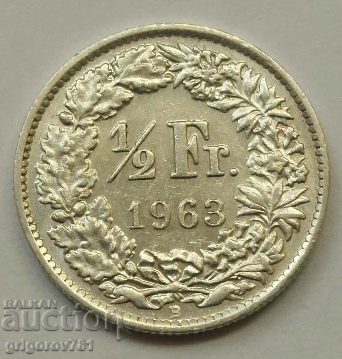 1/2 Franc Silver Switzerland 1963 B - Silver Coin #134