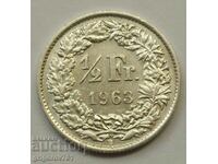 1/2 Franc Silver Switzerland 1963 B - Silver Coin #134