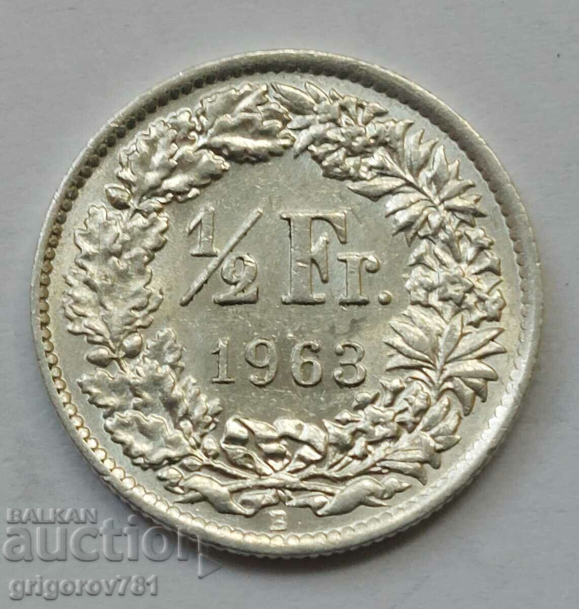 1/2 Franc Silver Switzerland 1963 B - Silver Coin #135