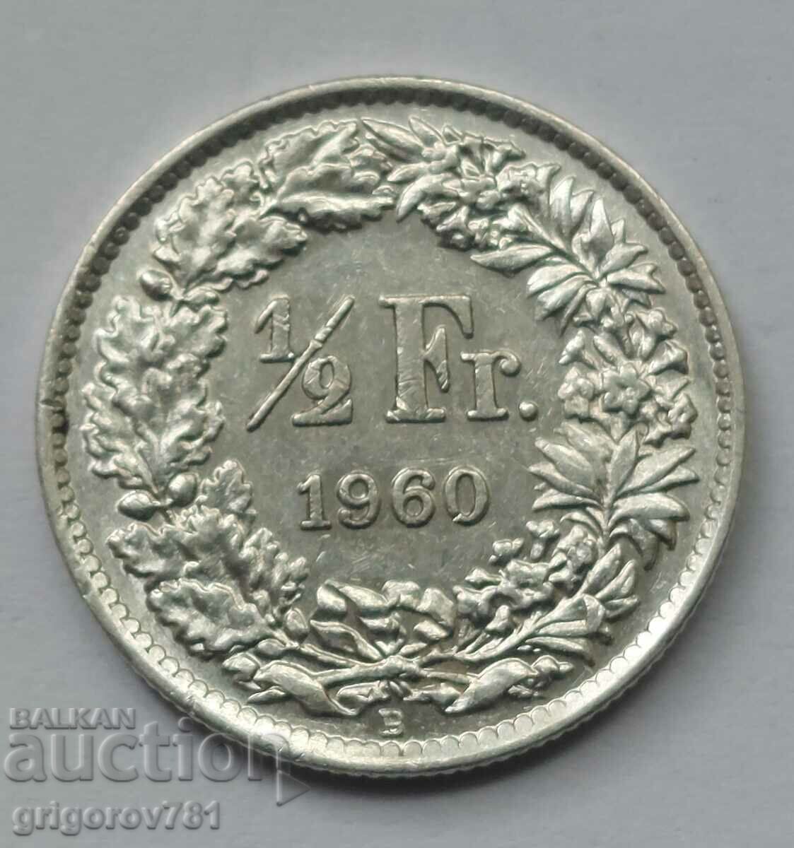 1/2 Franc Argint Elveția 1960 B - Monedă de argint #137