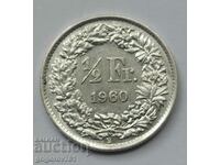 1/2 Franc Silver Switzerland 1960 B - Silver Coin #137