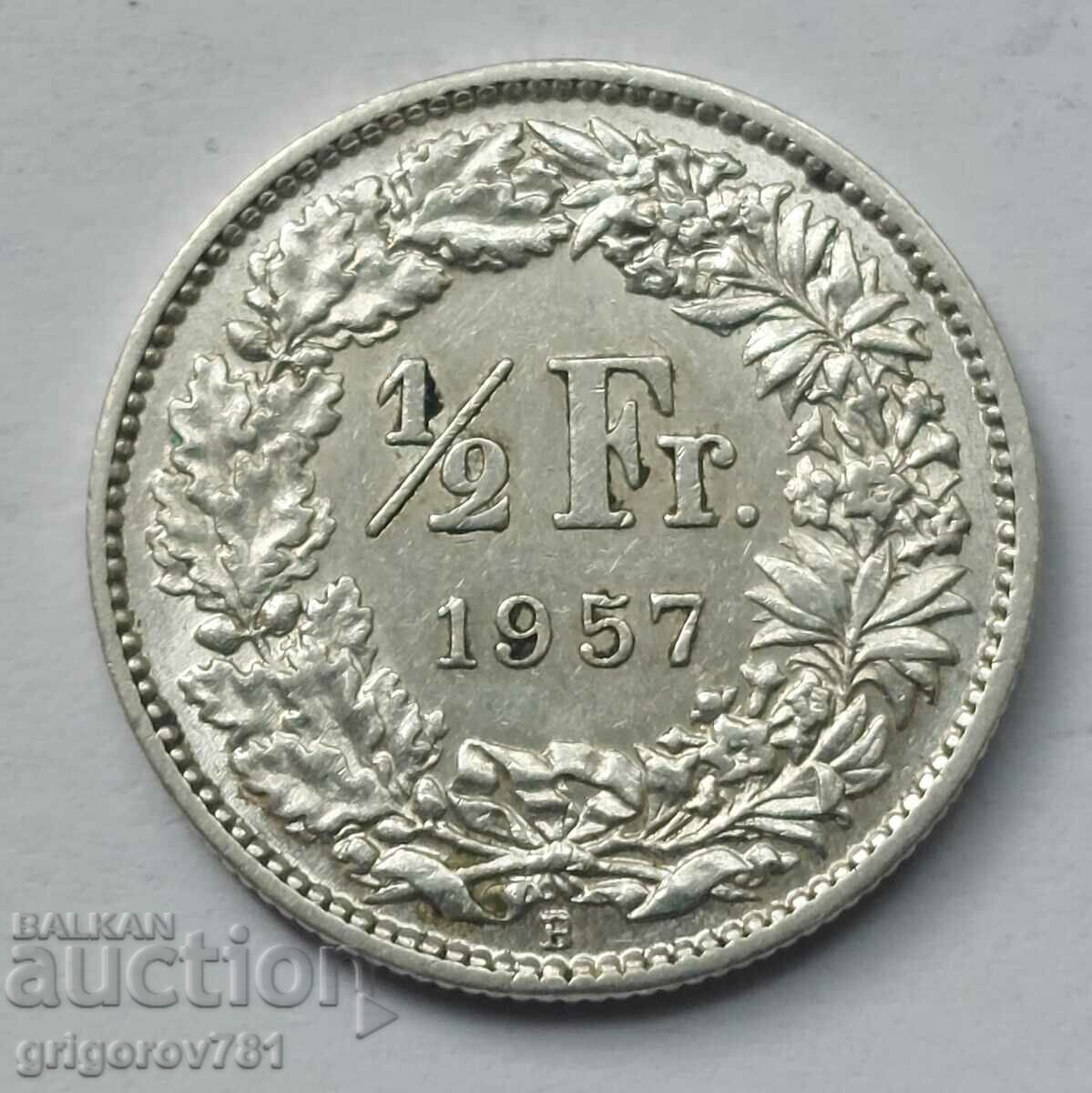 1/2 Franc Silver Switzerland 1957 B - Silver Coin #138