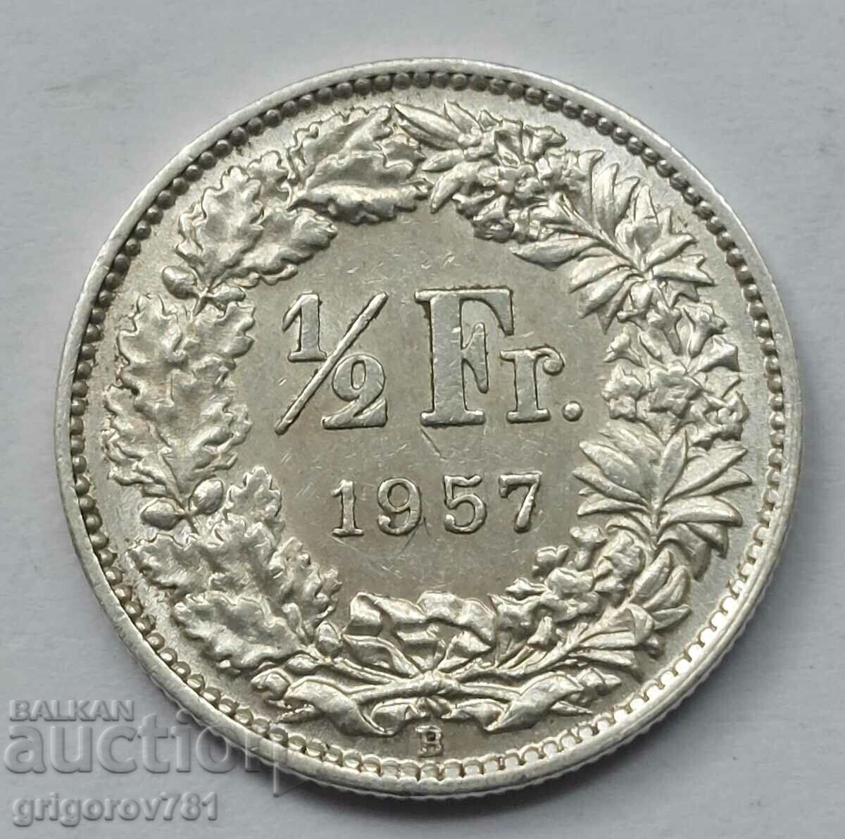 1/2 Φράγκο Ασήμι Ελβετία 1957 Β - Ασημένιο νόμισμα #139