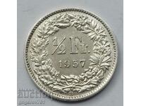 1/2 Franc Silver Switzerland 1957 B - Silver Coin #139
