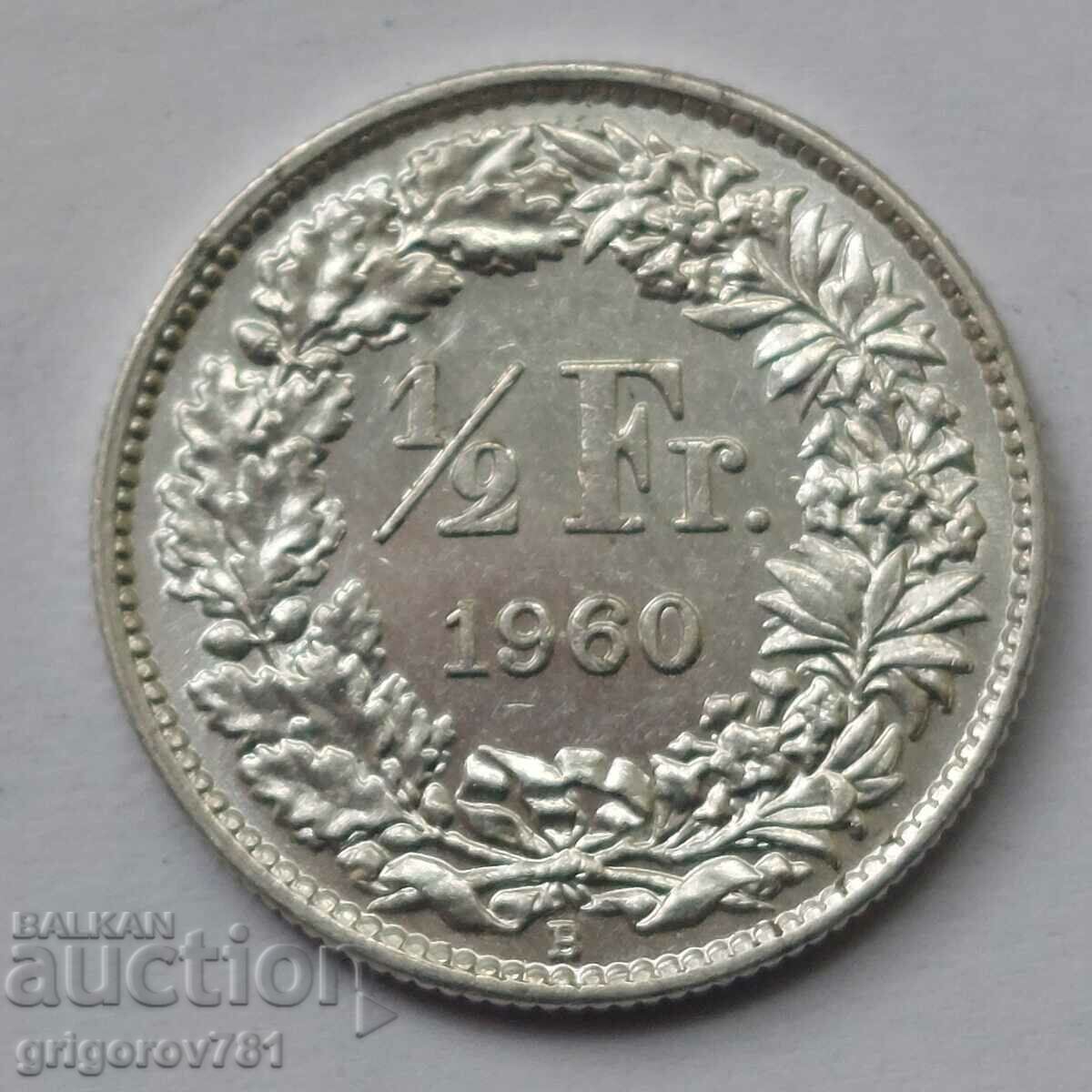 1/2 Franc Silver Switzerland 1960 B - Silver Coin #140