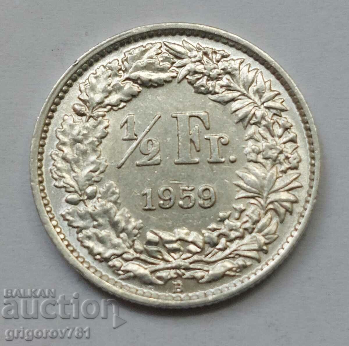 1/2 Franc Argint Elveția 1959 B - Monedă de argint #143