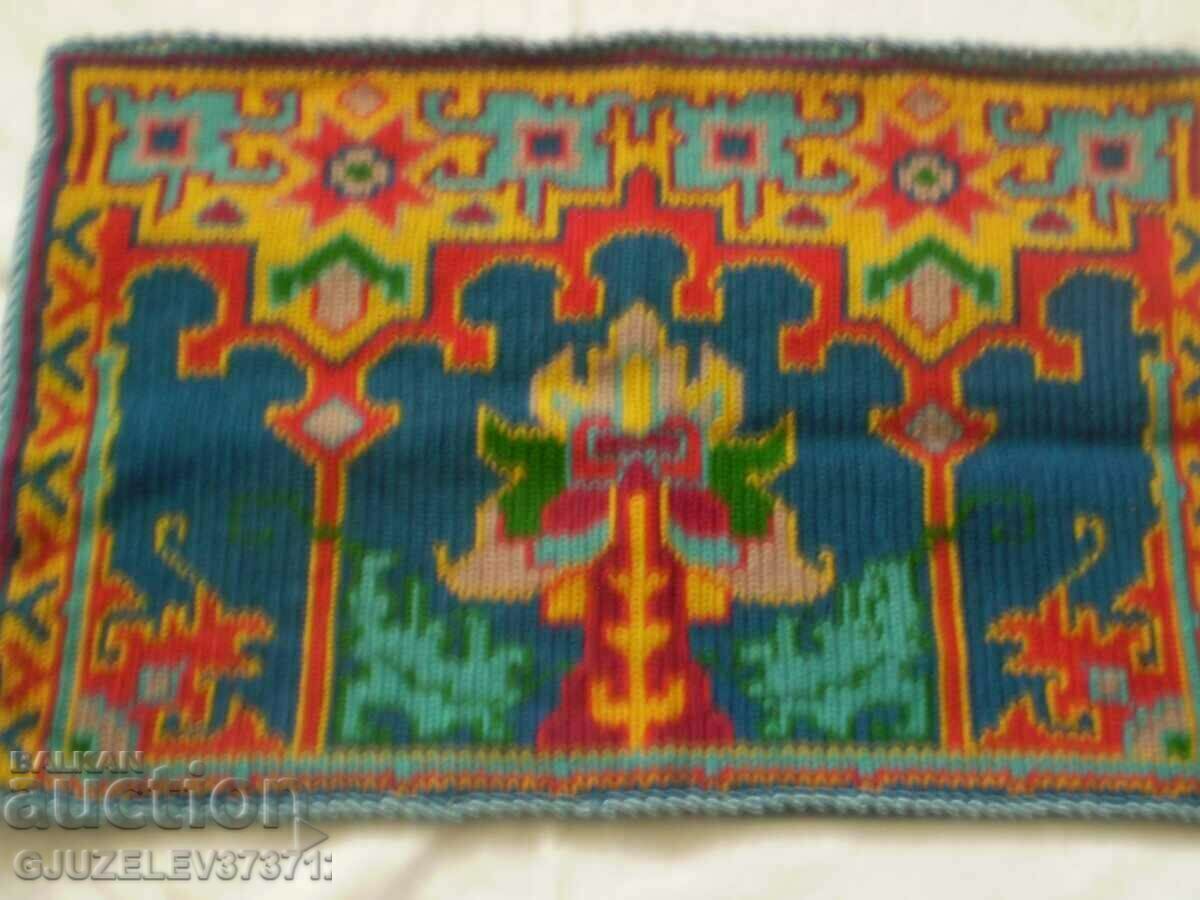 19th Century Hand Knitted Cushion Multicolored Woolen Conc - 6