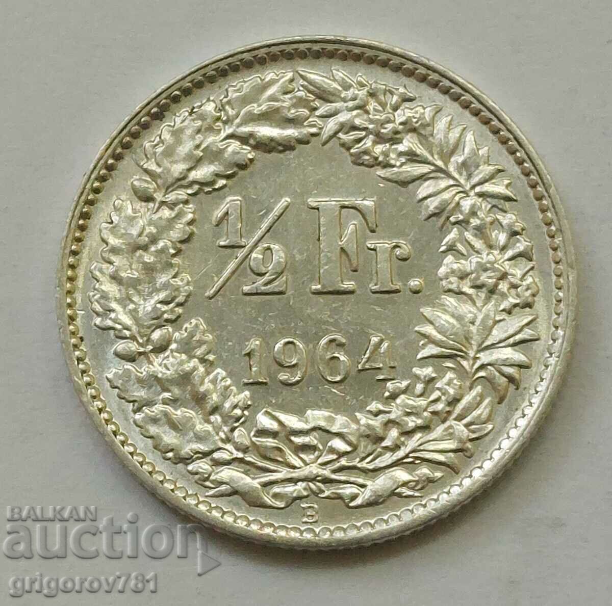 1/2 Franc Silver Switzerland 1964 B - Silver Coin #147