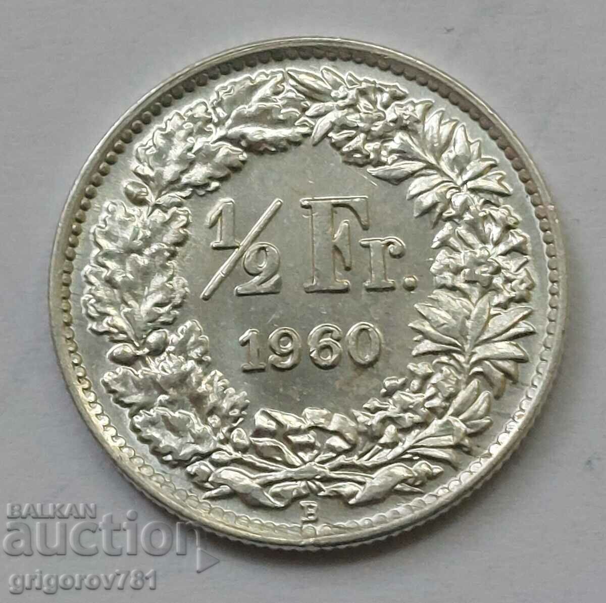 1/2 Franc Argint Elveția 1960 B - Monedă de argint #149