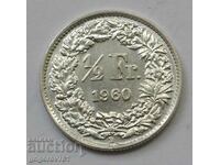 1/2 Franc Silver Switzerland 1960 B - Silver Coin #149