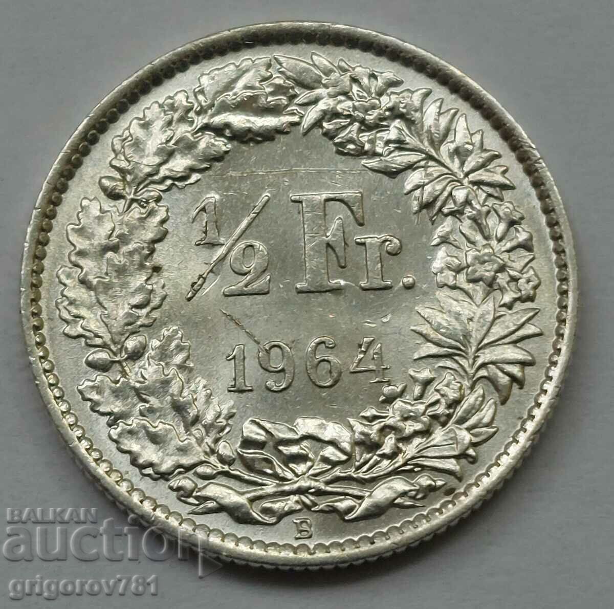 Ασημένιο φράγκο 1/2 Ελβετία 1964 Β - Ασημένιο νόμισμα #150