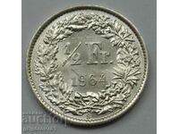1/2 Franc Silver Switzerland 1964 B - Silver Coin #150