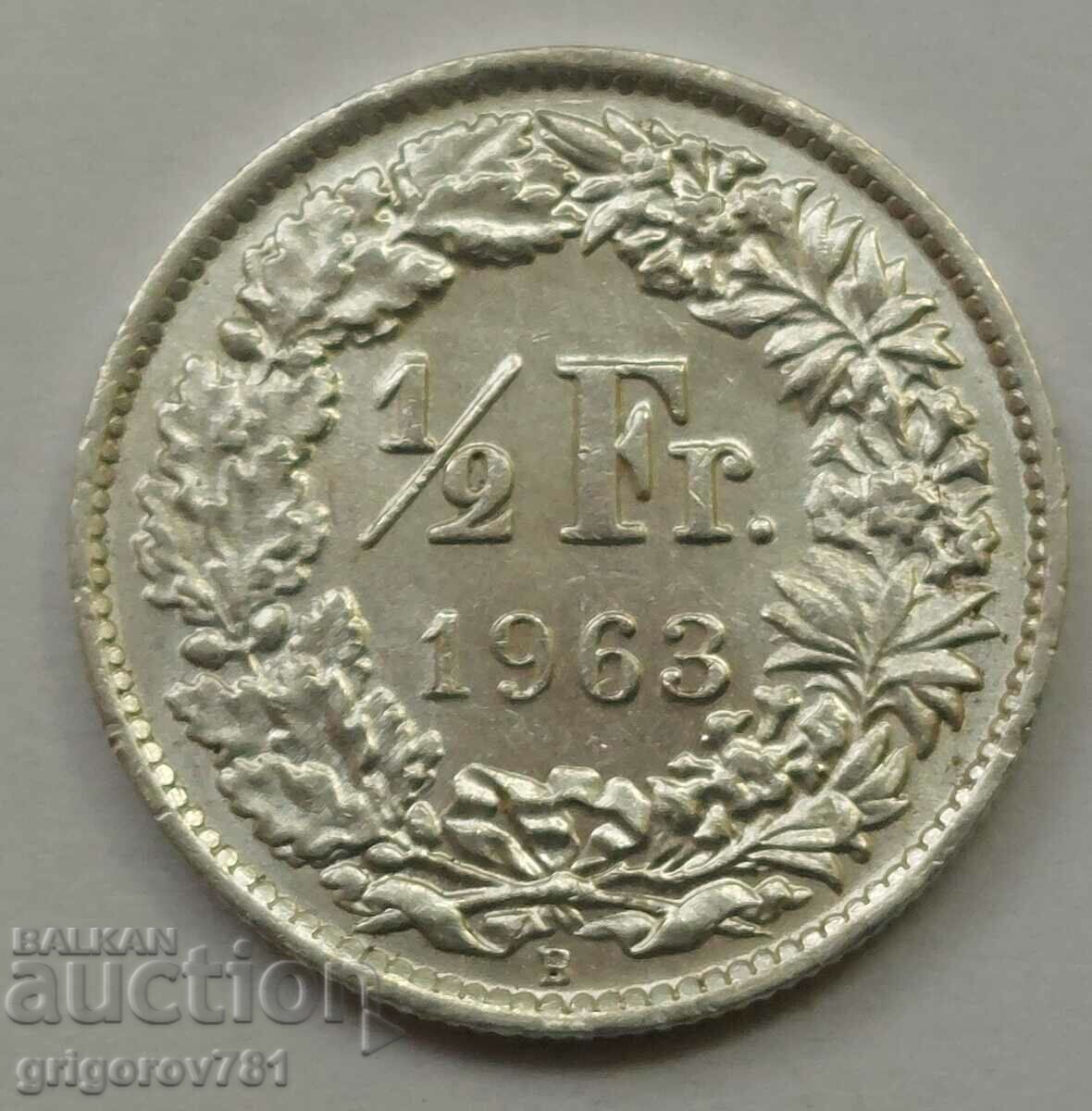1/2 Franc Silver Switzerland 1963 B - Silver Coin #152