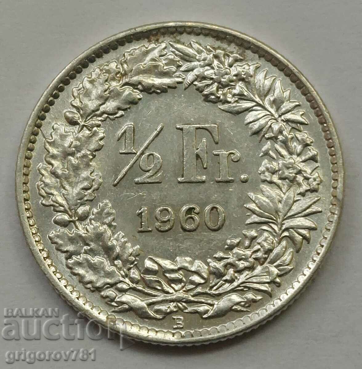 1/2 Franc Argint Elveția 1960 B - Monedă de argint #153