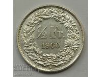 1/2 Franc Silver Switzerland 1960 B - Silver Coin #153