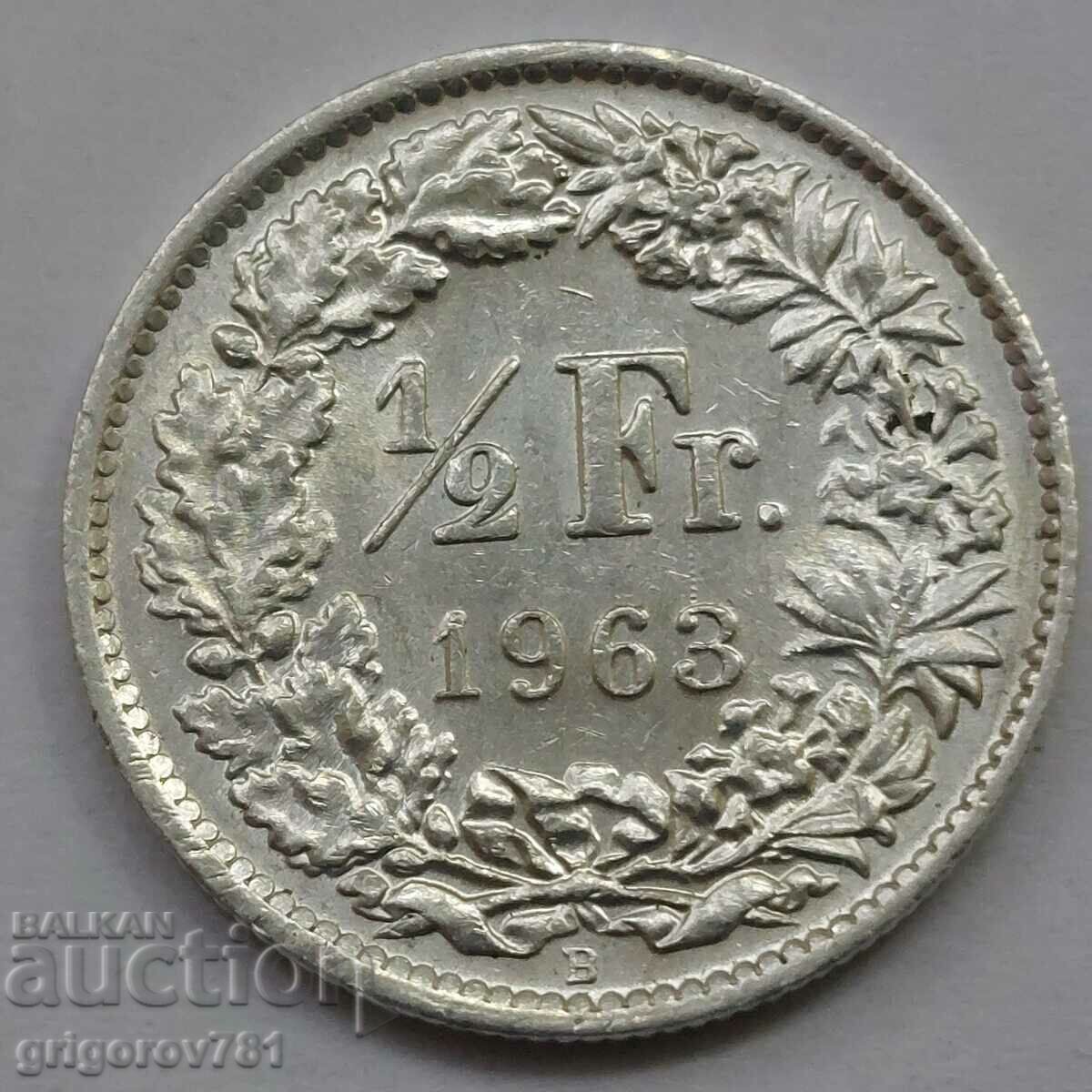 1/2 Franc Silver Switzerland 1963 B - Silver Coin #157