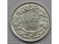 1/2 Franc Silver Switzerland 1963 B - Silver Coin #157
