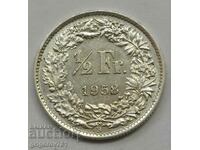 1/2 Franc Silver Switzerland 1958 B - Silver Coin #158
