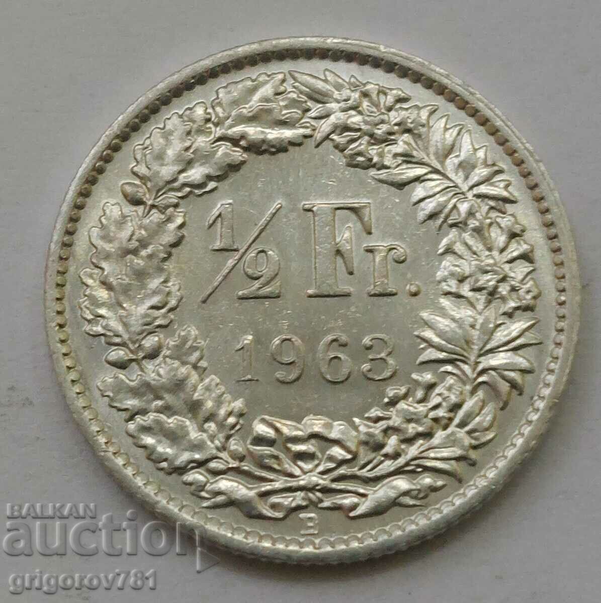 Ασημένιο φράγκο 1/2 Ελβετία 1963 Β - Ασημένιο νόμισμα #160