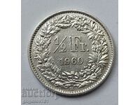1/2 Franc Silver Switzerland 1960 B - Silver Coin #166