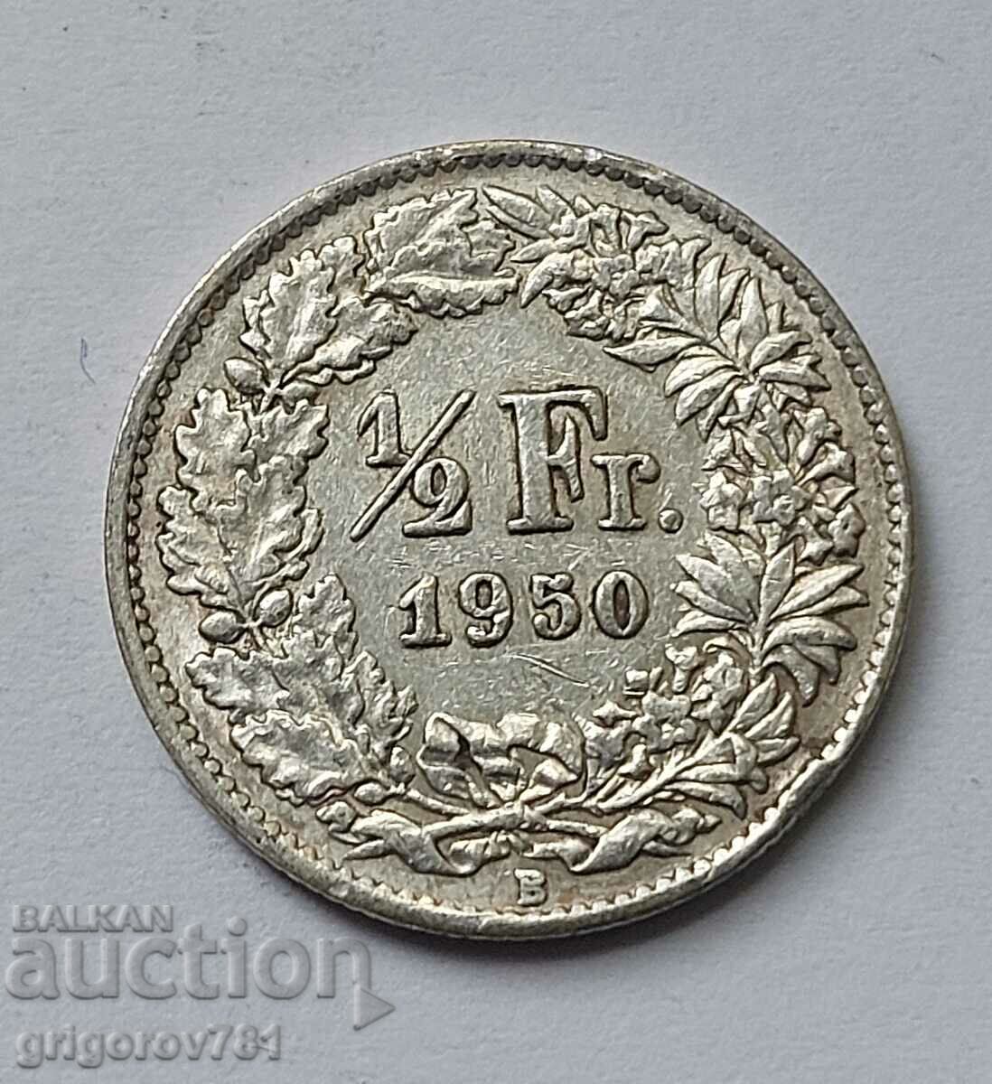 1/2 Φράγκο Ασήμι Ελβετία 1950 B - Ασημένιο Κέρμα #167