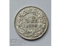 1/2 Franc Silver Switzerland 1950 B - Silver Coin #167