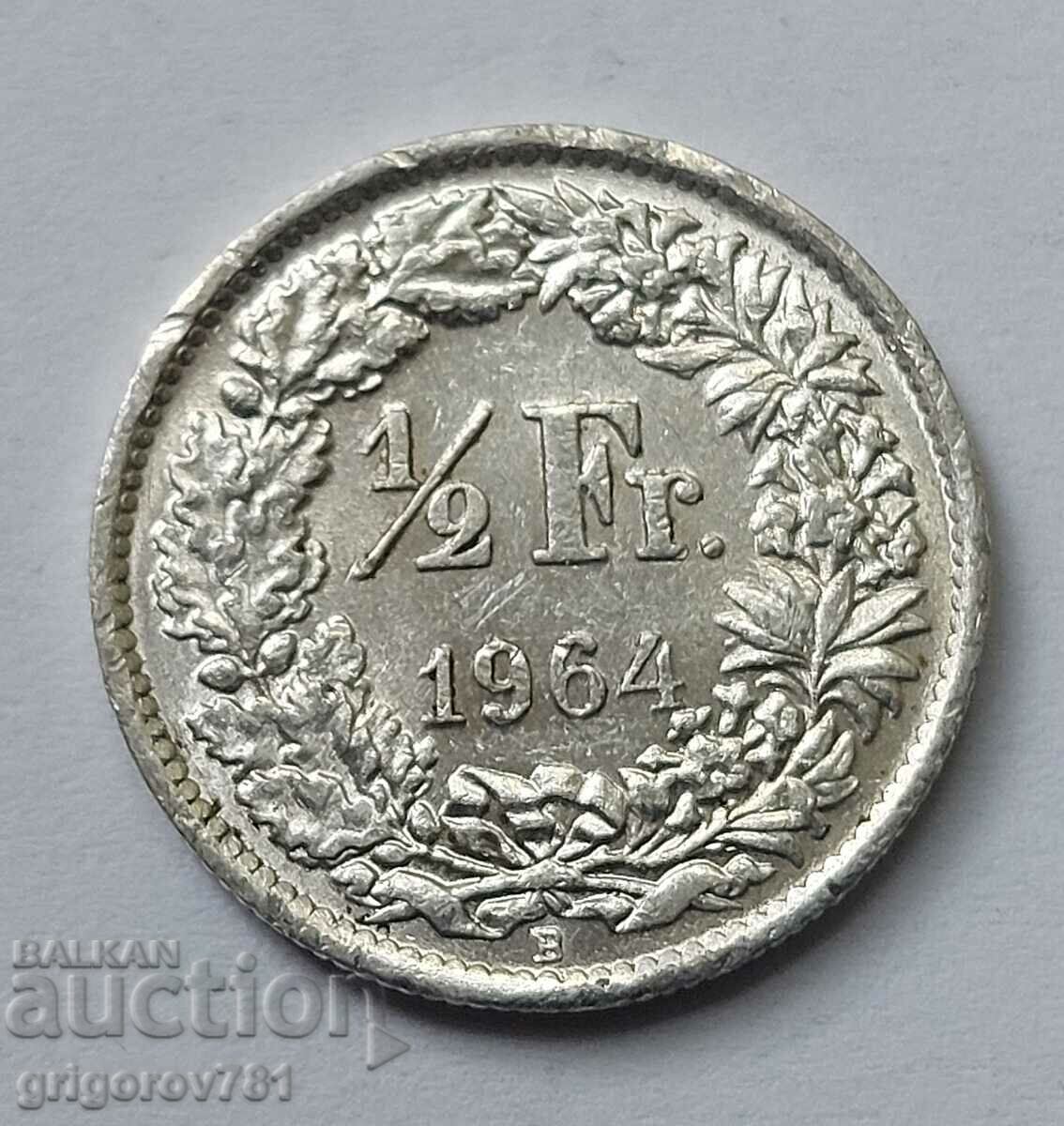 1/2 Φράγκο Ασήμι Ελβετία 1964 Β - Ασημένιο Κέρμα #169