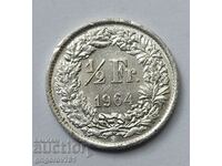 1/2 Franc Silver Switzerland 1964 B - Silver Coin #169