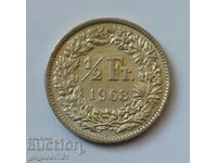 1/2 Franc Silver Switzerland 1963 B - Silver Coin #171