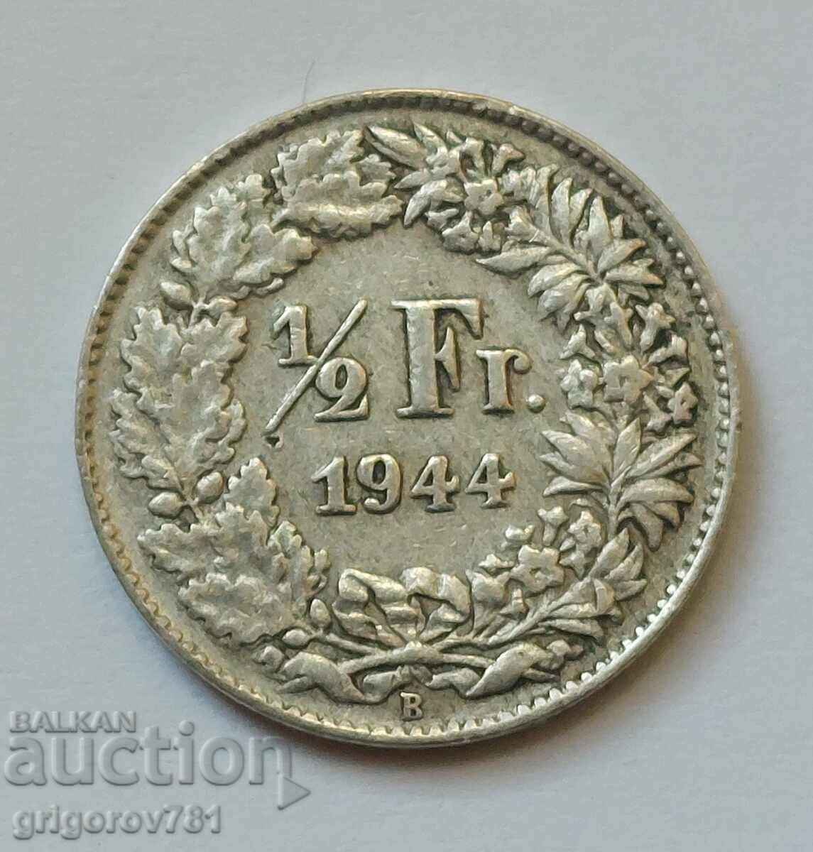 1/2 Franc Argint Elveția 1944 B - Monedă de argint #173