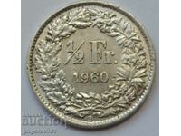 1/2 Franc Argint Elveția 1960 B - Monedă de argint #175