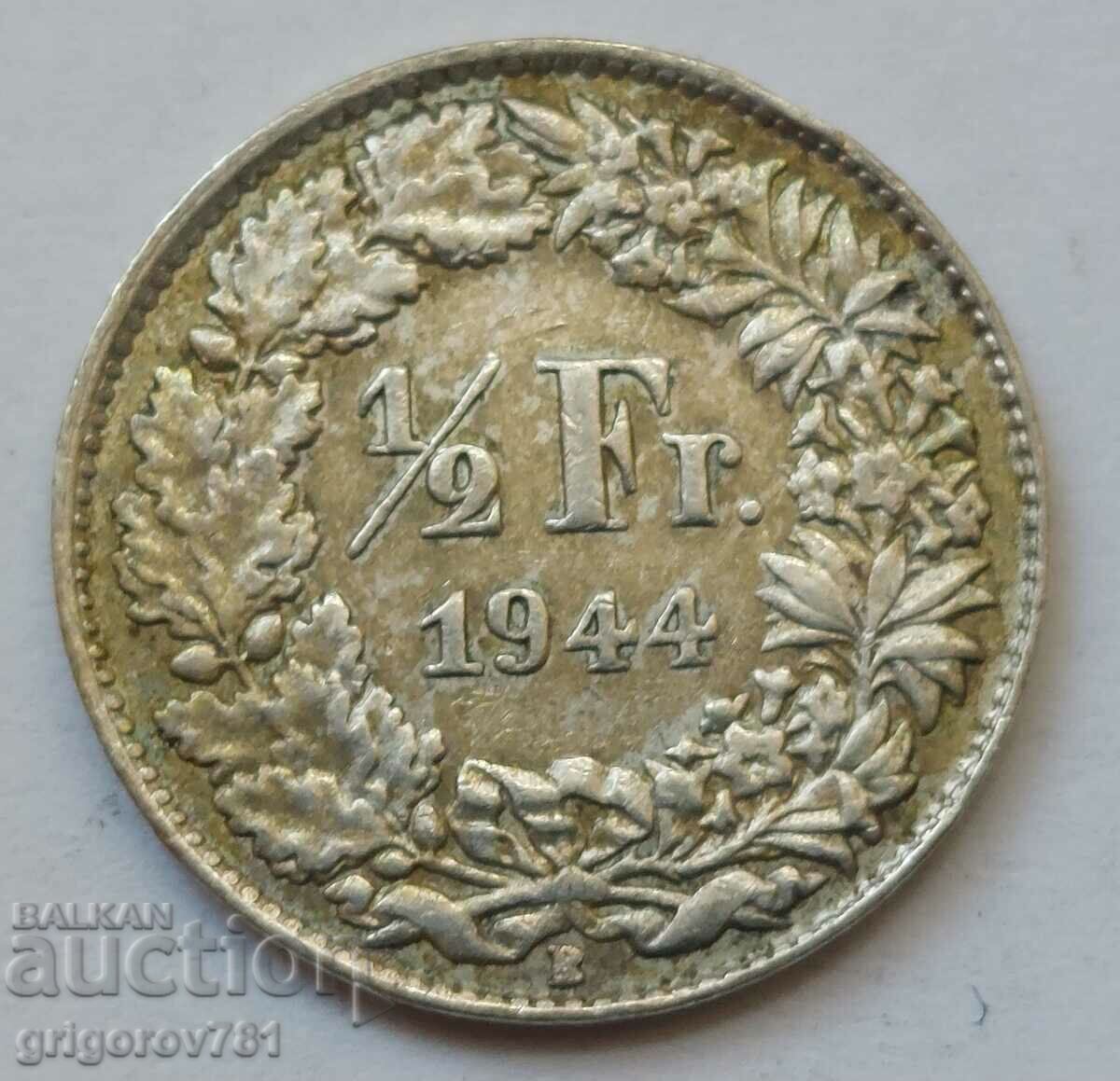1/2 Franc Argint Elveția 1944 B - Monedă de argint #177