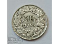 1/2 Franc Silver Switzerland 1945 B - Silver Coin #178