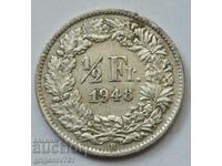 1/2 Franc Argint Elveția 1948 B - Monedă de argint #182