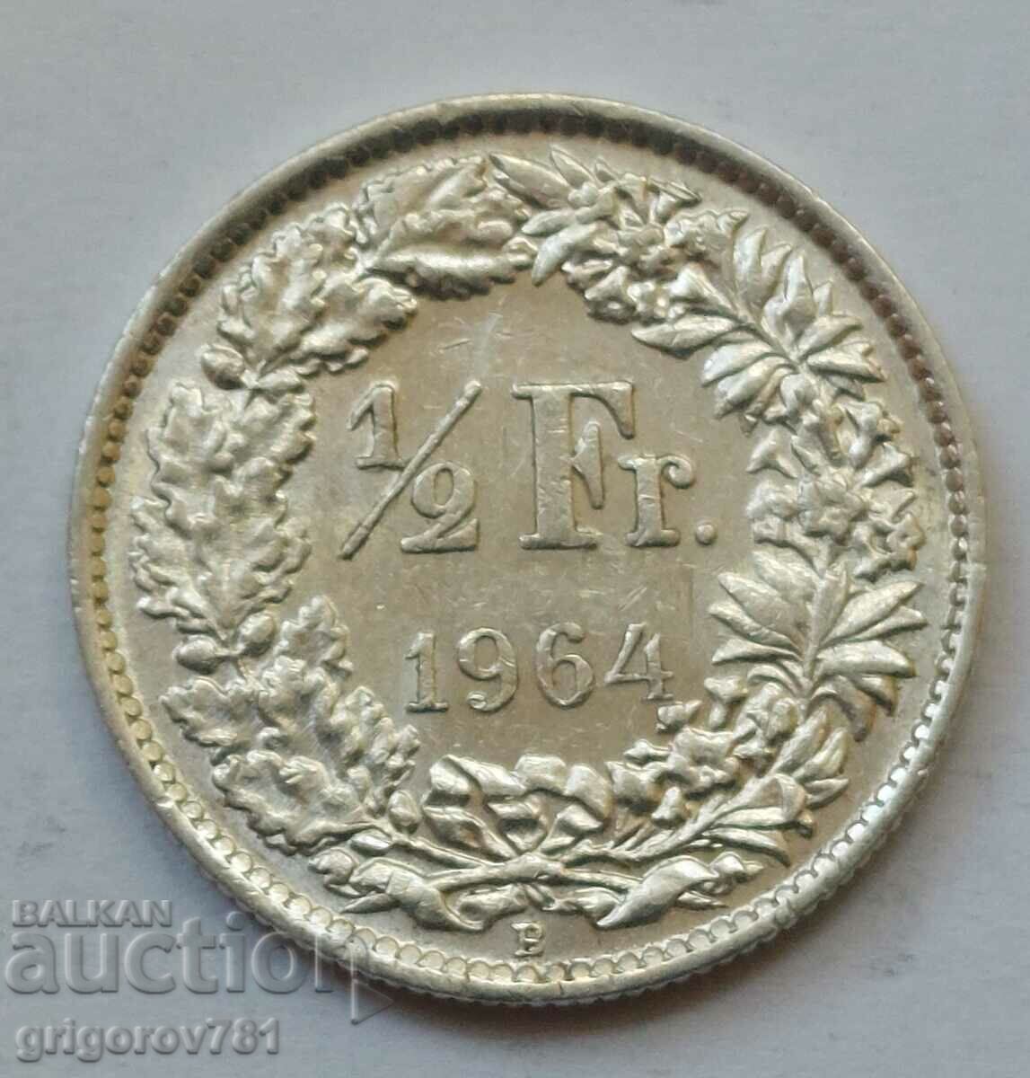 1/2 Franc Silver Switzerland 1964 B - Silver Coin #188