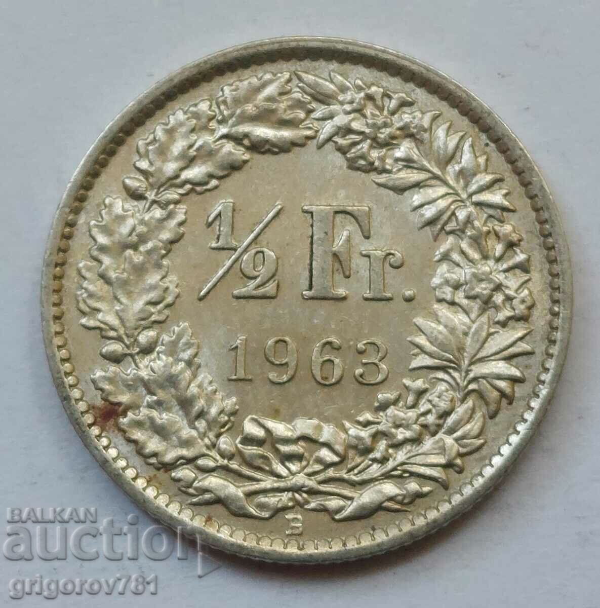 1/2 Franc Silver Switzerland 1963 B - Silver Coin #189