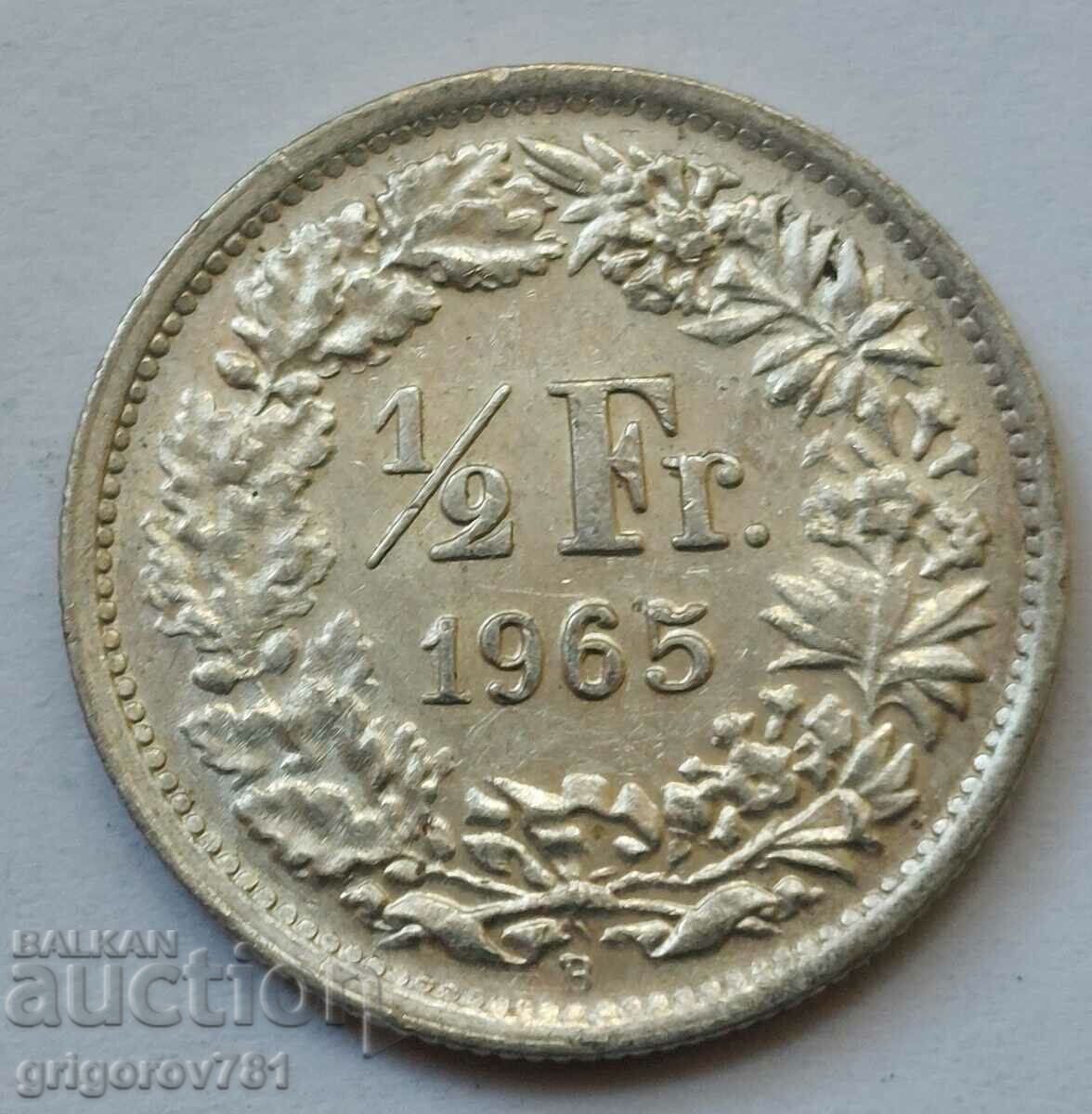 1/2 Franc Silver Switzerland 1965 B - Silver Coin #191