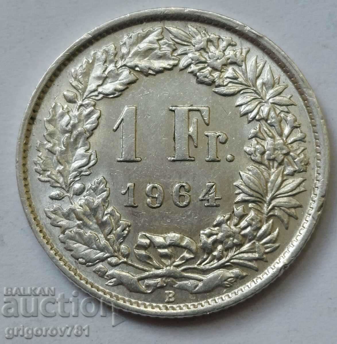 1 Franc Silver Switzerland 1964 B - Silver Coin #1