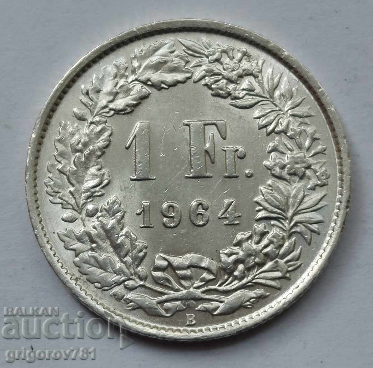 1 Franc Silver Switzerland 1964 B - Silver Coin #2